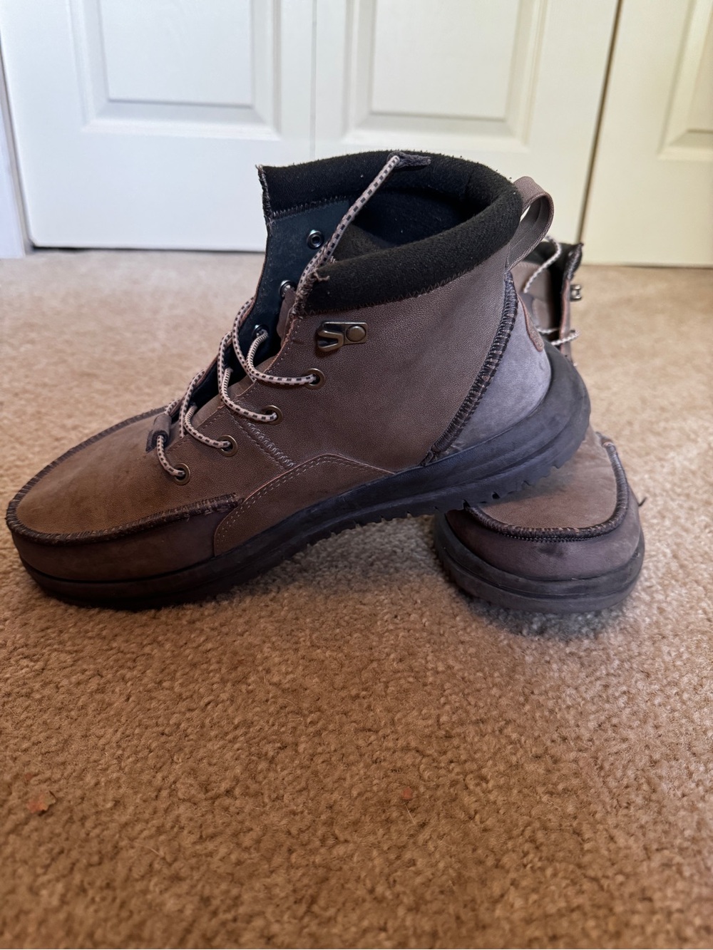 Hey Dude Bradley Classic Tumbled Men's Taupe Suede Lace-Up Ankle Boots